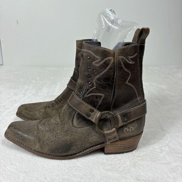 Bed Stu Women's 9.5 Canada Taupe Western Ankle Leather Boot Cobbler Distressed - Picture 1 of 15